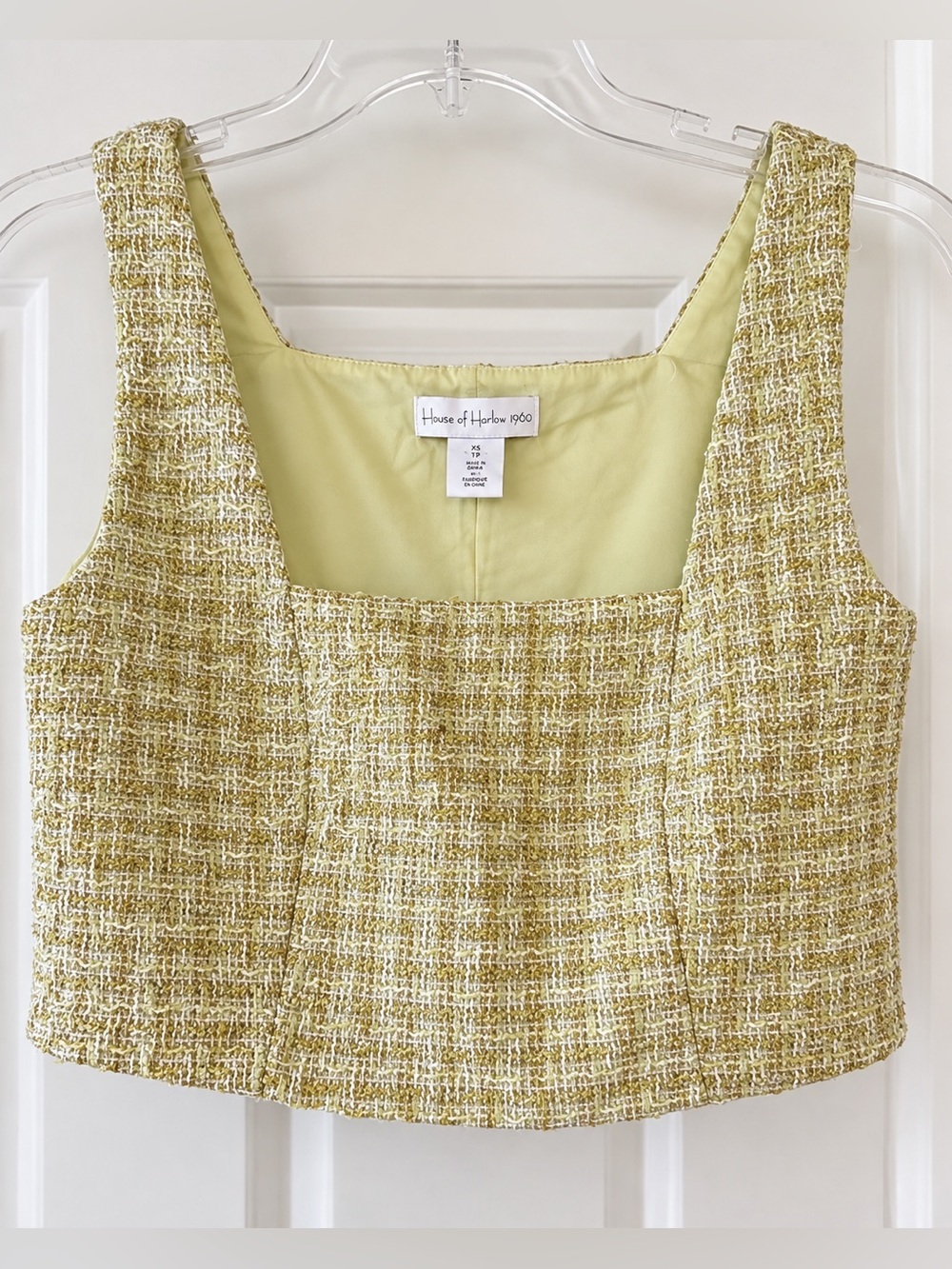 House of Harlow 1960 Yellow Boucle Classic Crop Top Retro NWT S #2320